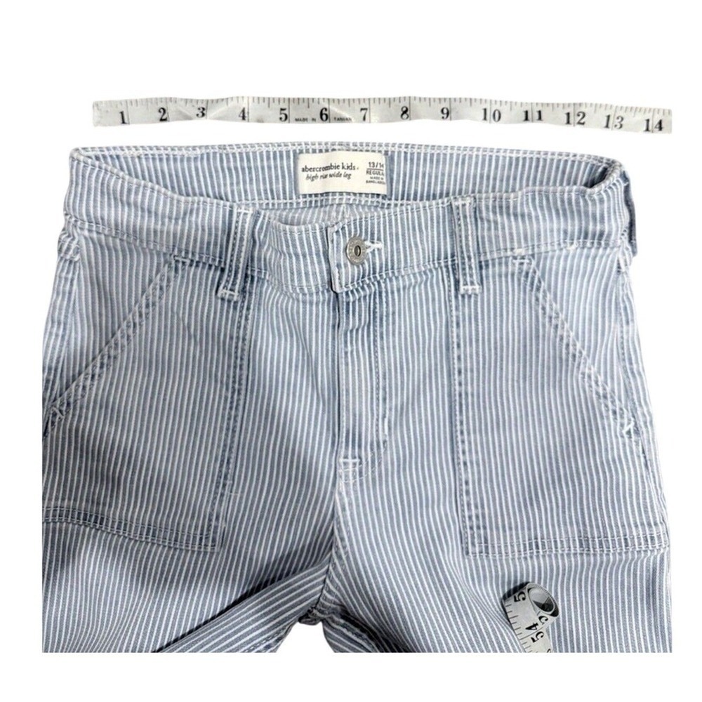 Abercrombie Kids High Rise Wide Leg Striped Jeans Blue White Size 13/14 Regular - Picture 3 of 12